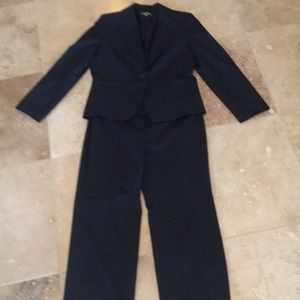 Ann Taylor Navy Pin stripe suit top size 12 pants size 10